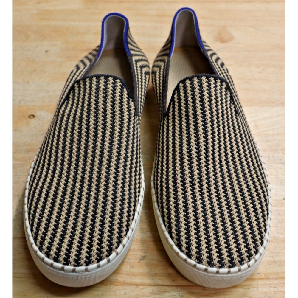 Rothy's The Original Slip On Toffee Stripe Hemp Sneakers Shoes Women's 9.5 - Picture 2 of 11